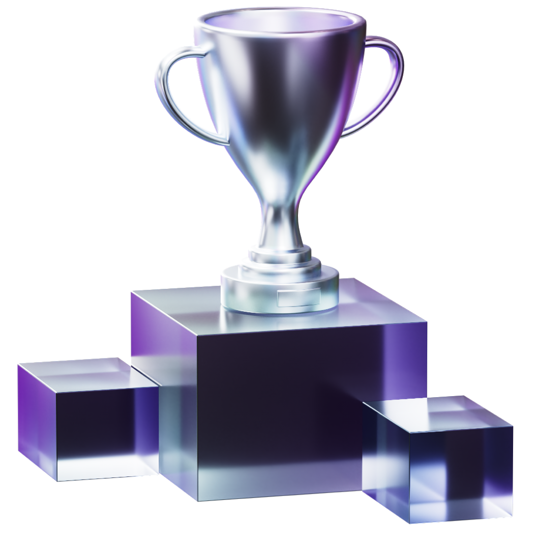 Competition podium with trophy