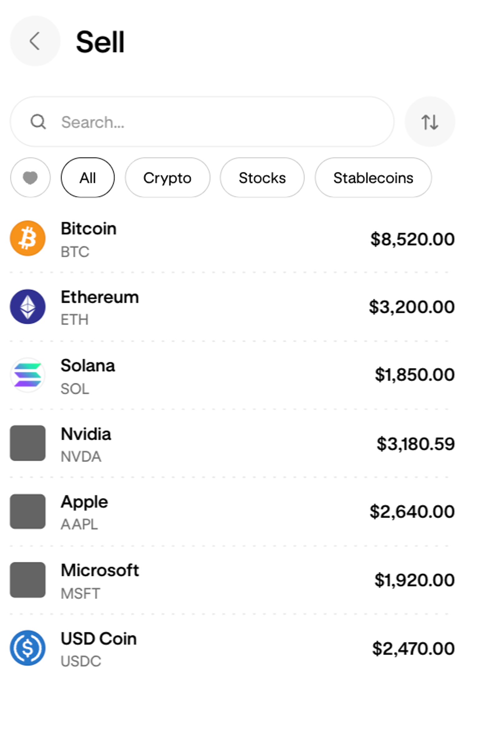 Sell assets