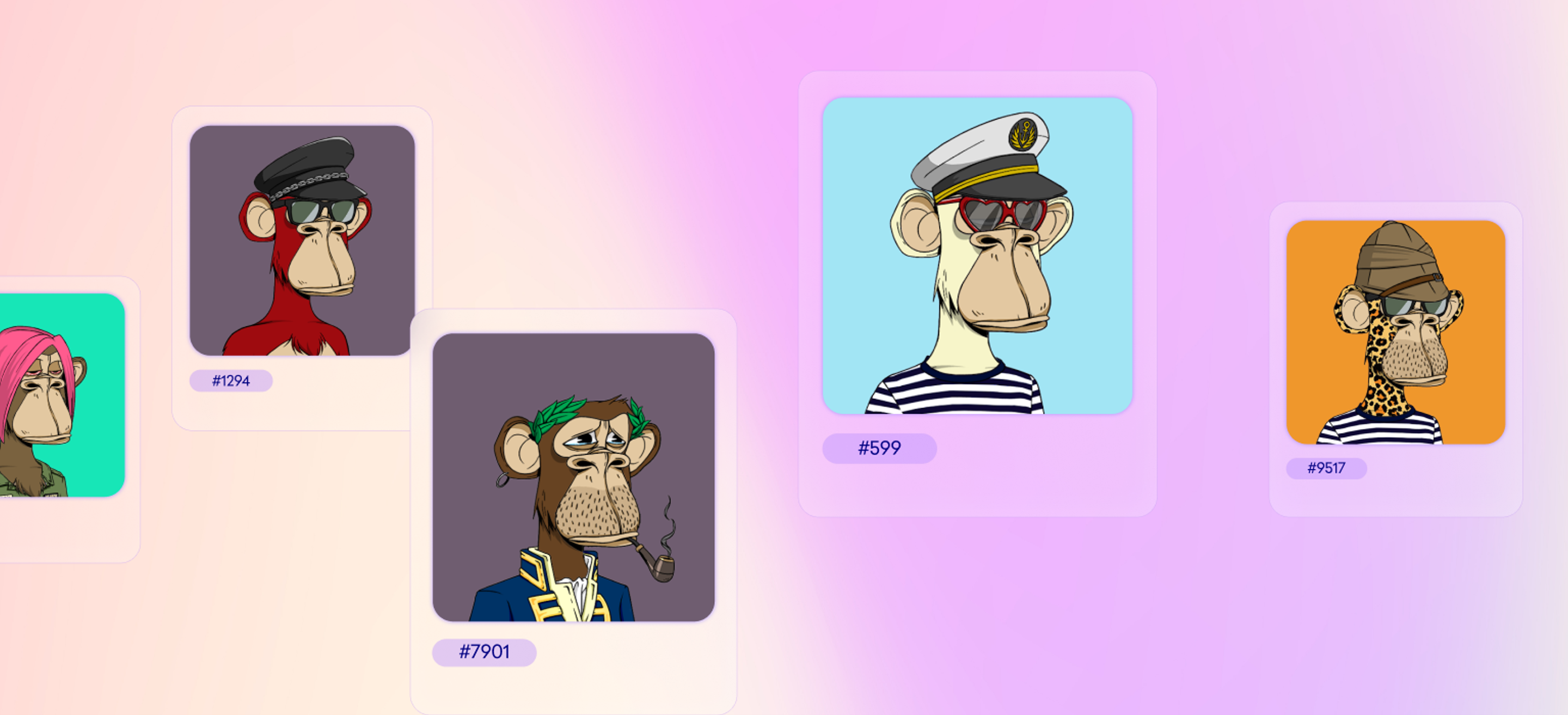 Five Bored Ape Yacht Club NFTs