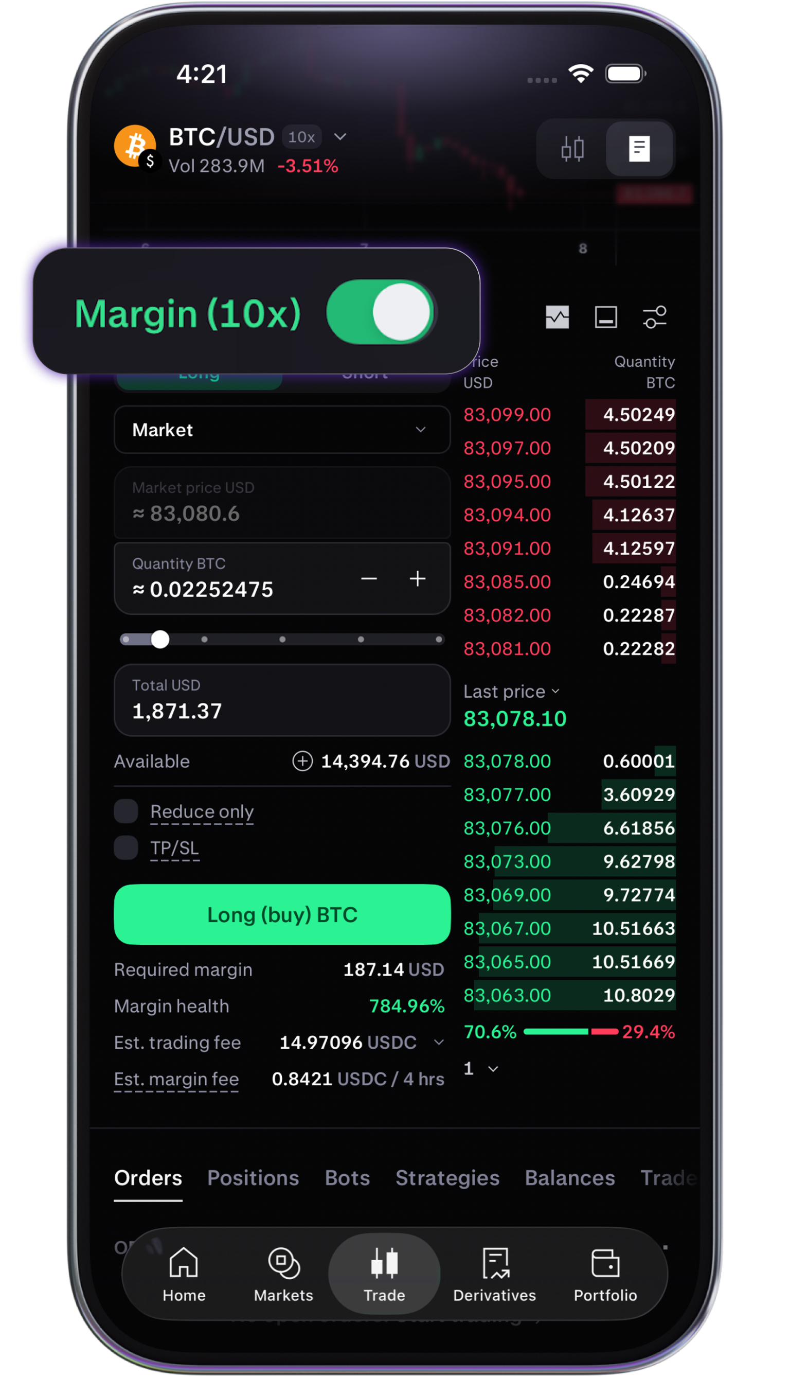 Choose your collateral in app