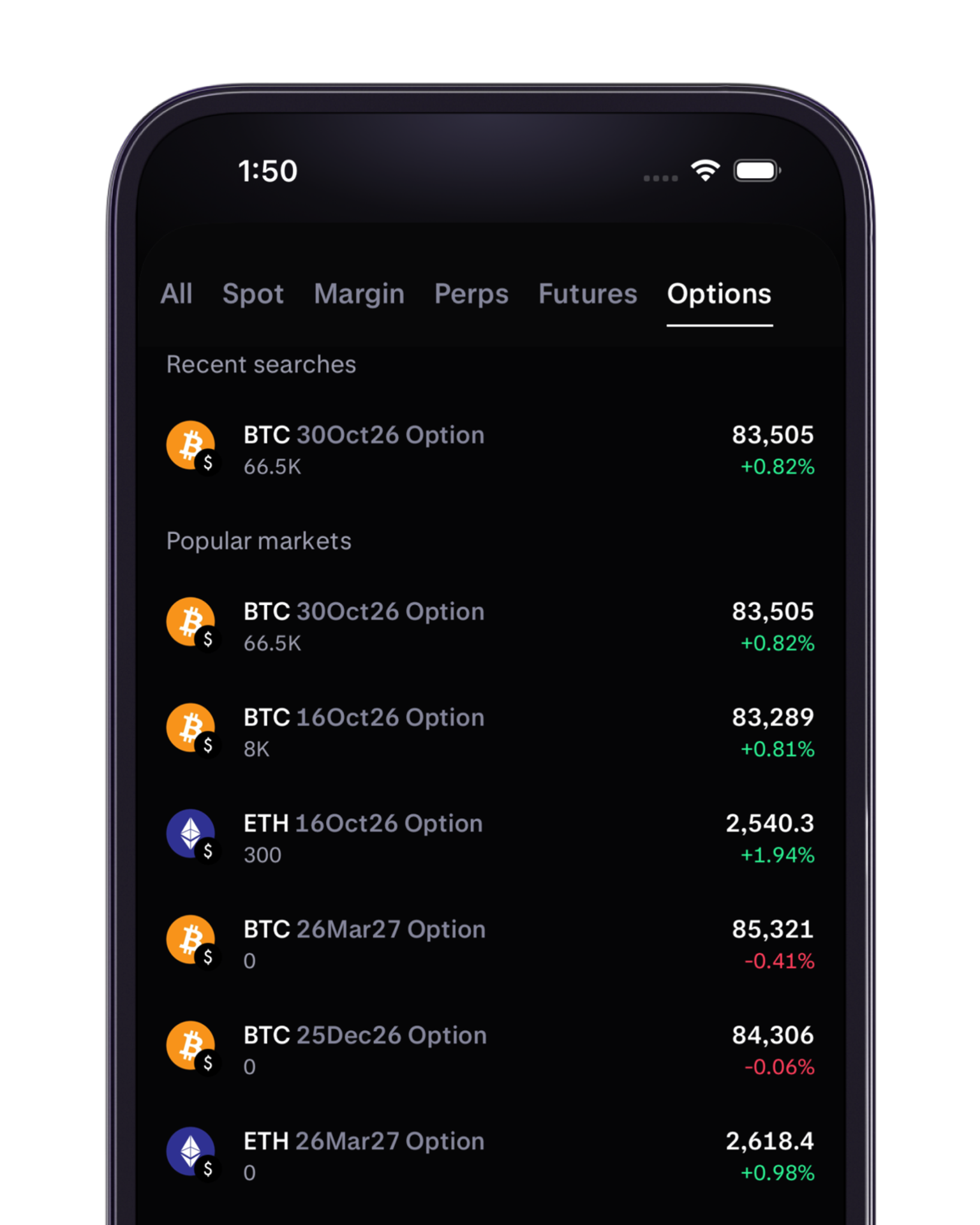 Kraken Pro Options tab showing the RFQ builder