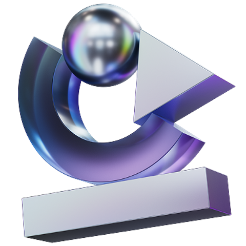 Silver and purple glass sculpture