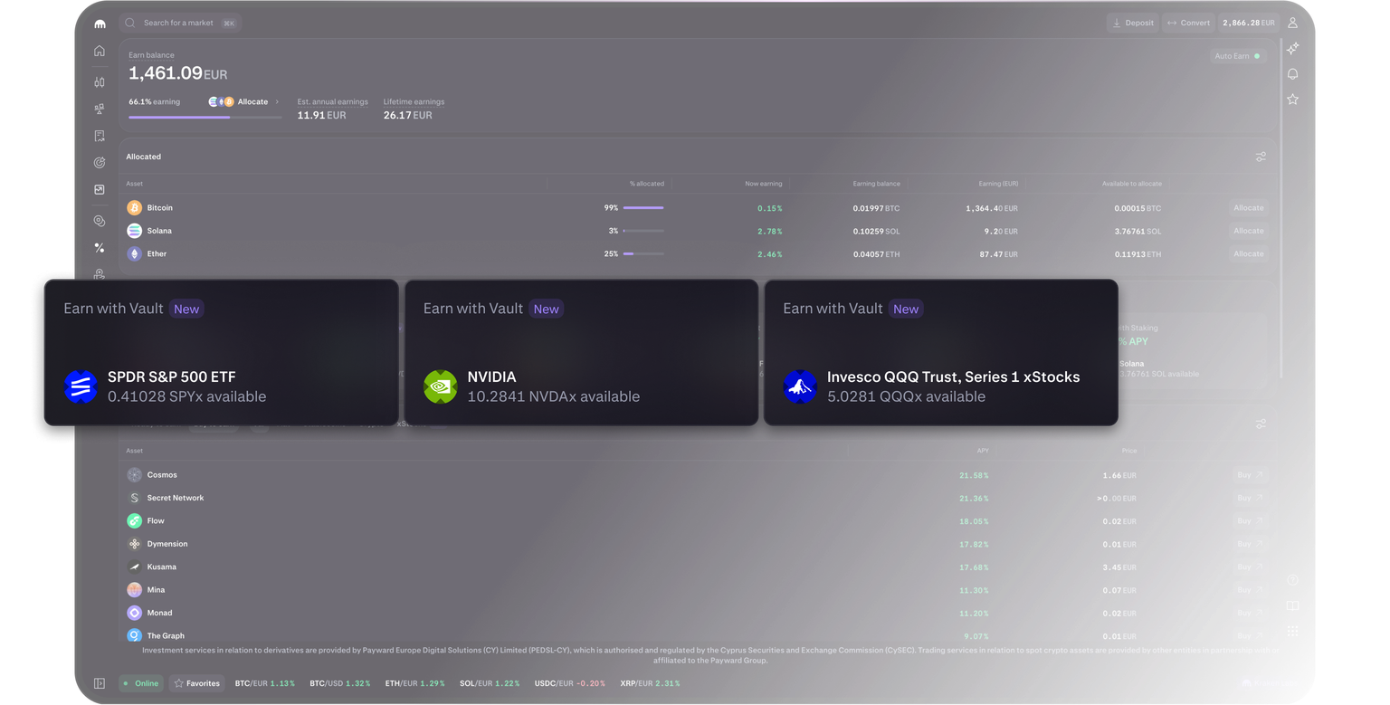 Kraken Pro earn options and APY rates.