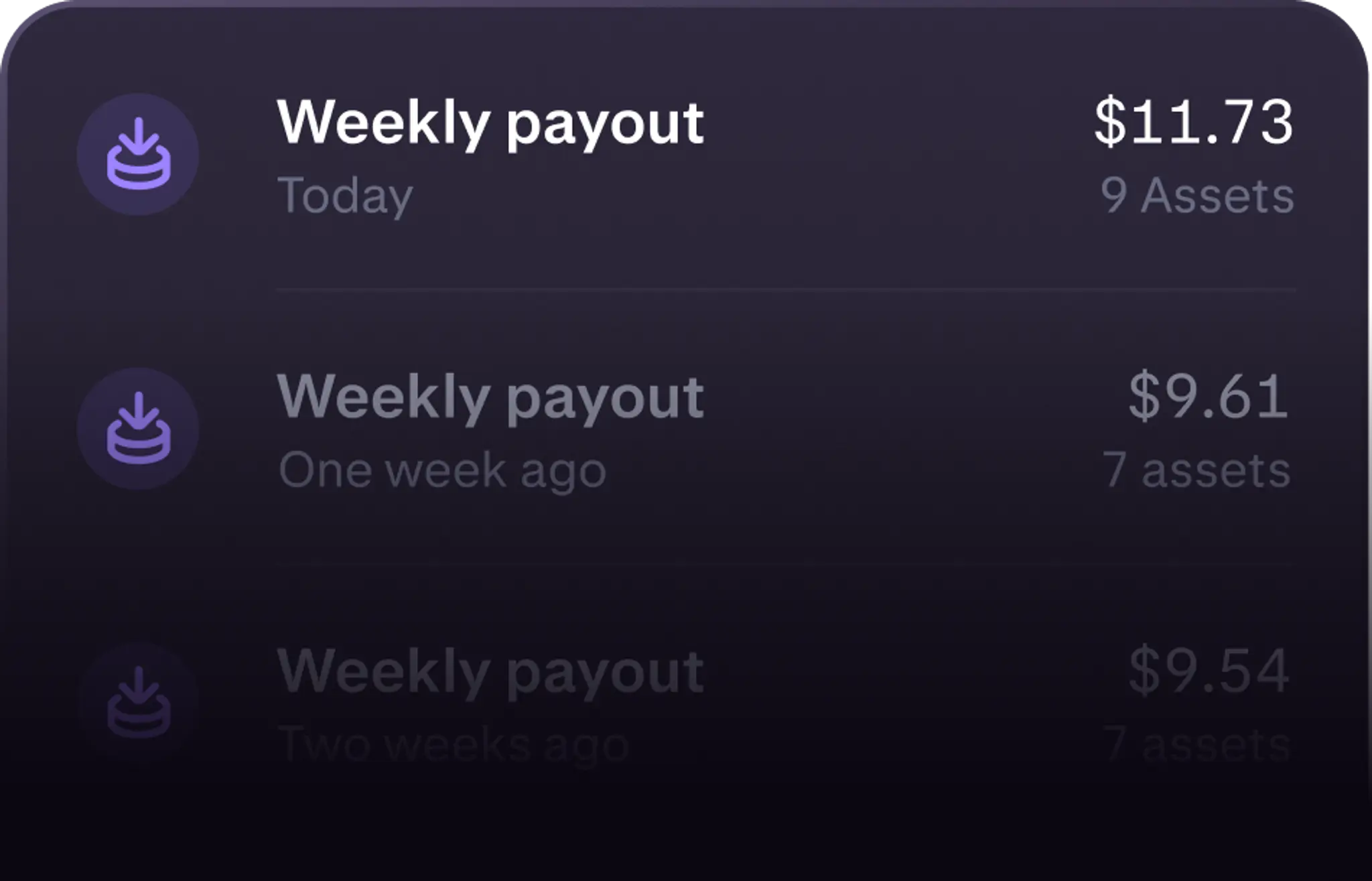 Weekly payouts