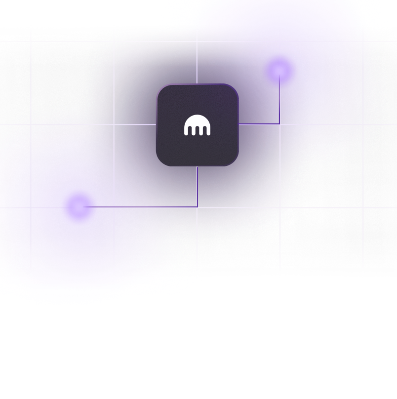 Central Kraken logo with purple lines routing in different directions
