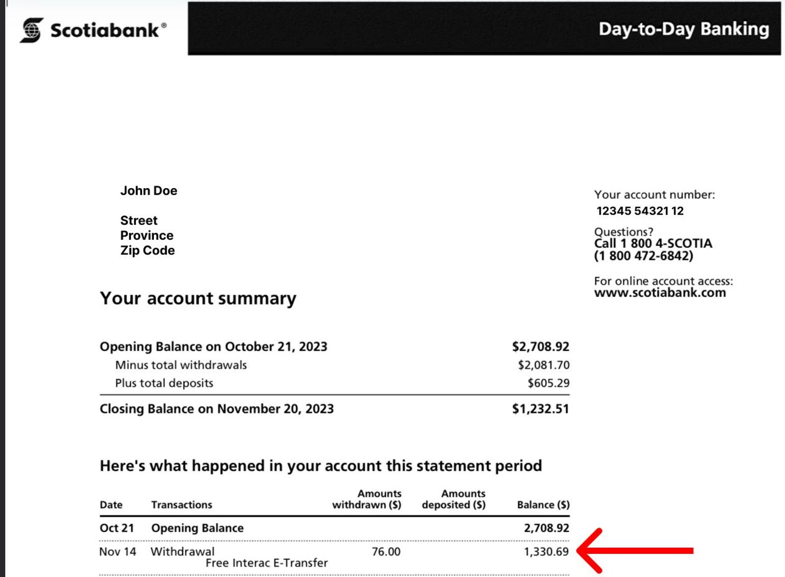 Leaving bank account