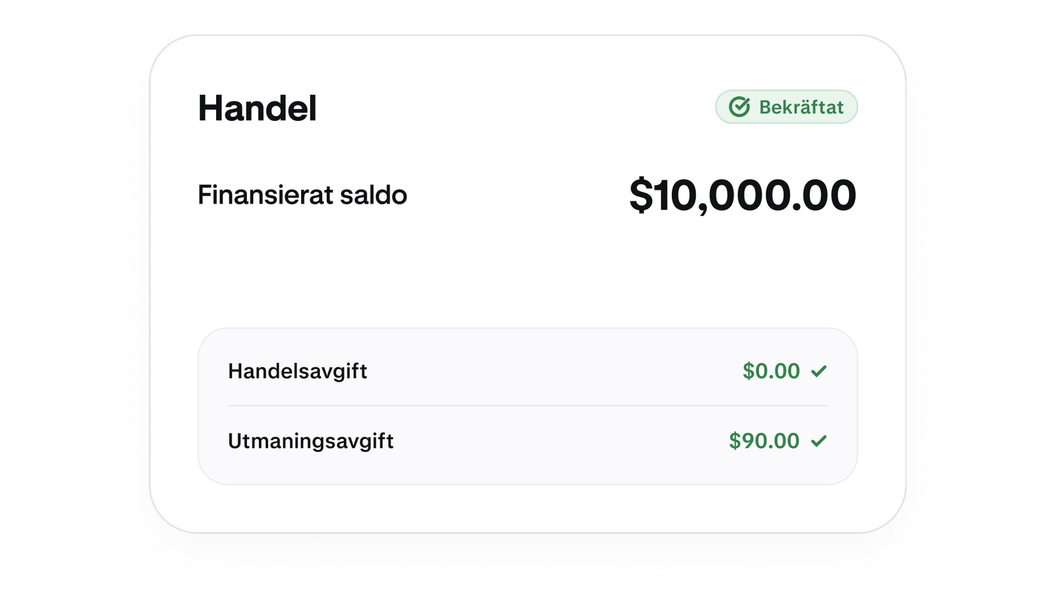 Trade summary showing no trading fees on a funded account