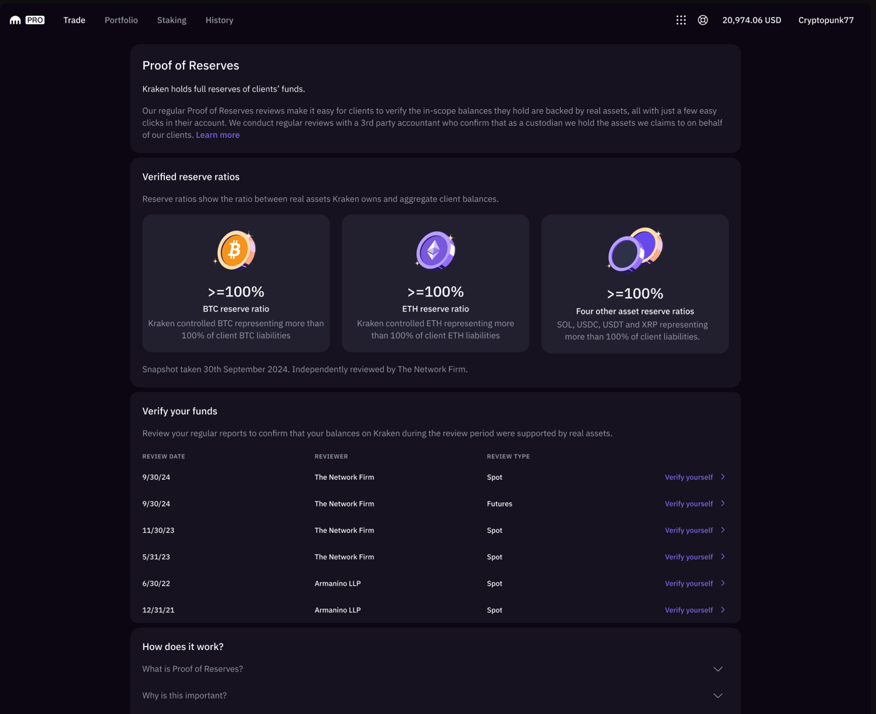 Kraken Proof of Reserves review list