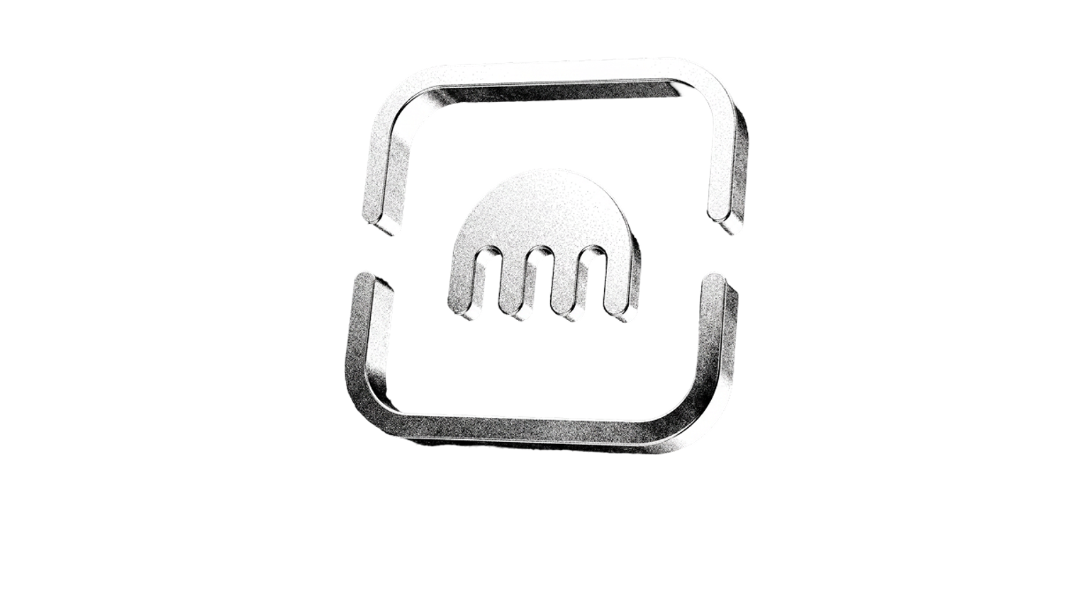 3D illustration of a protected Kraken logo in silver metallic tones