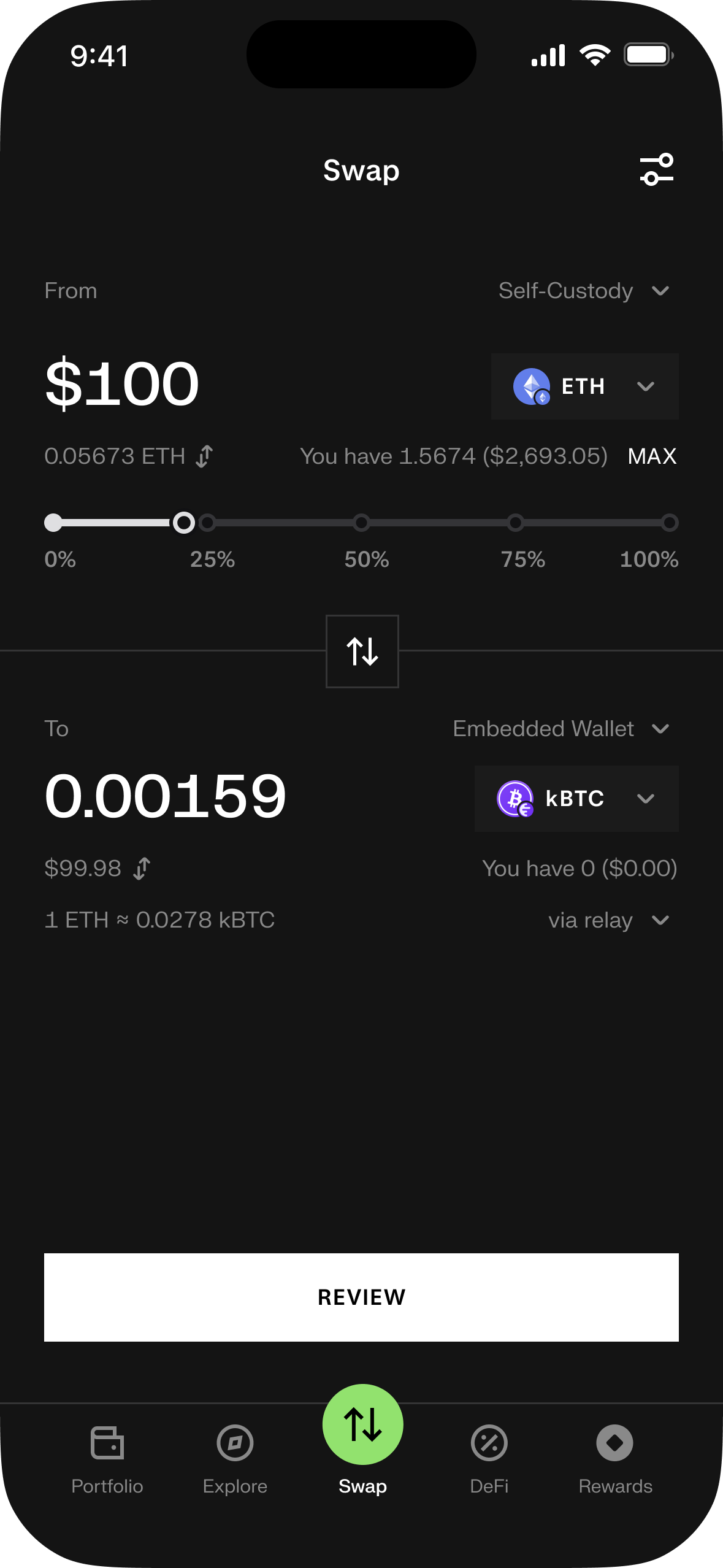 Kraken Wallet Swap UI