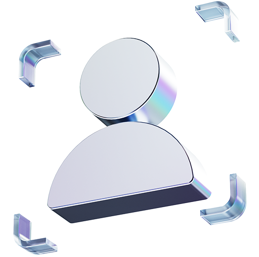 3D illustration of an ID icon in silver and purple metallic tones