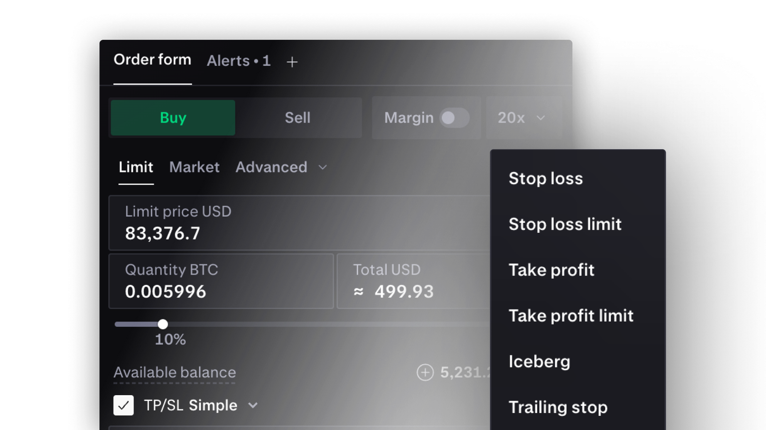 Kraken Pro spot order types