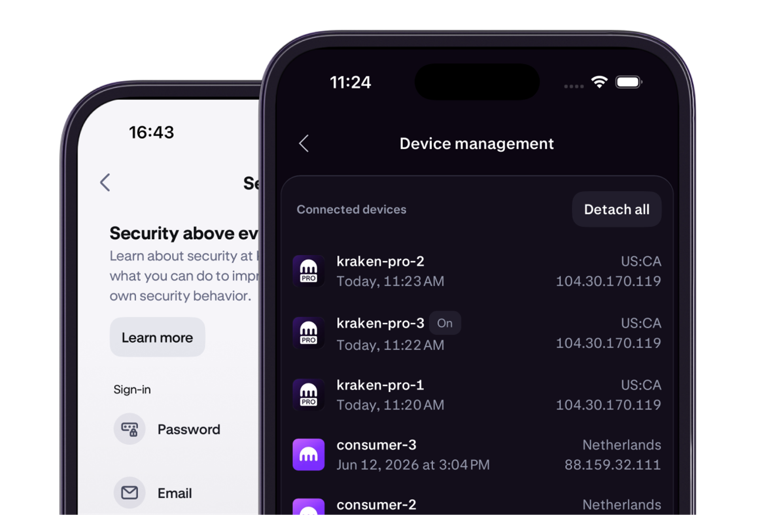 Kraken security settings
