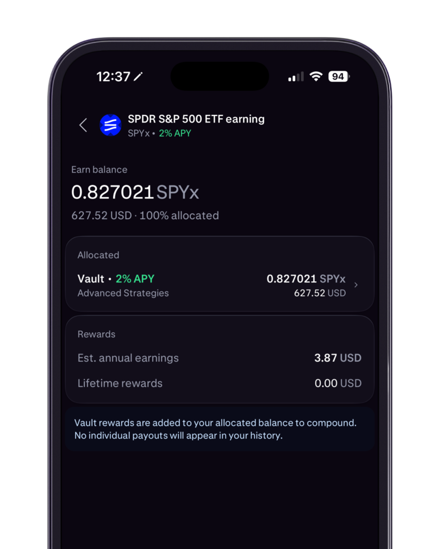 Earn on the asset