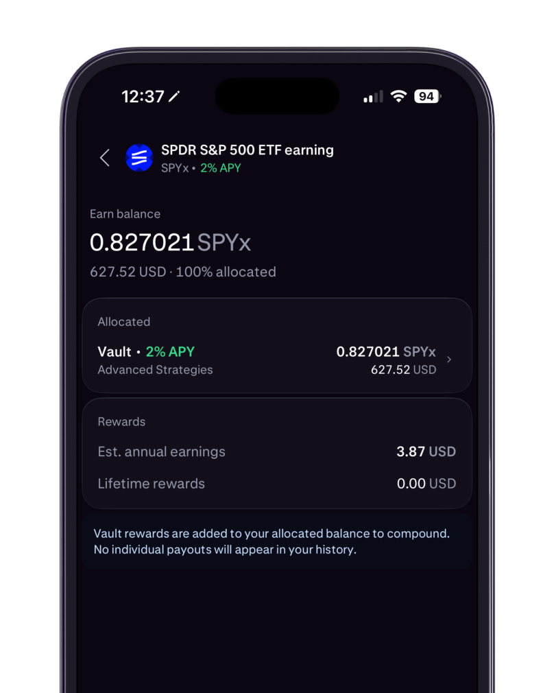 Earn on the asset