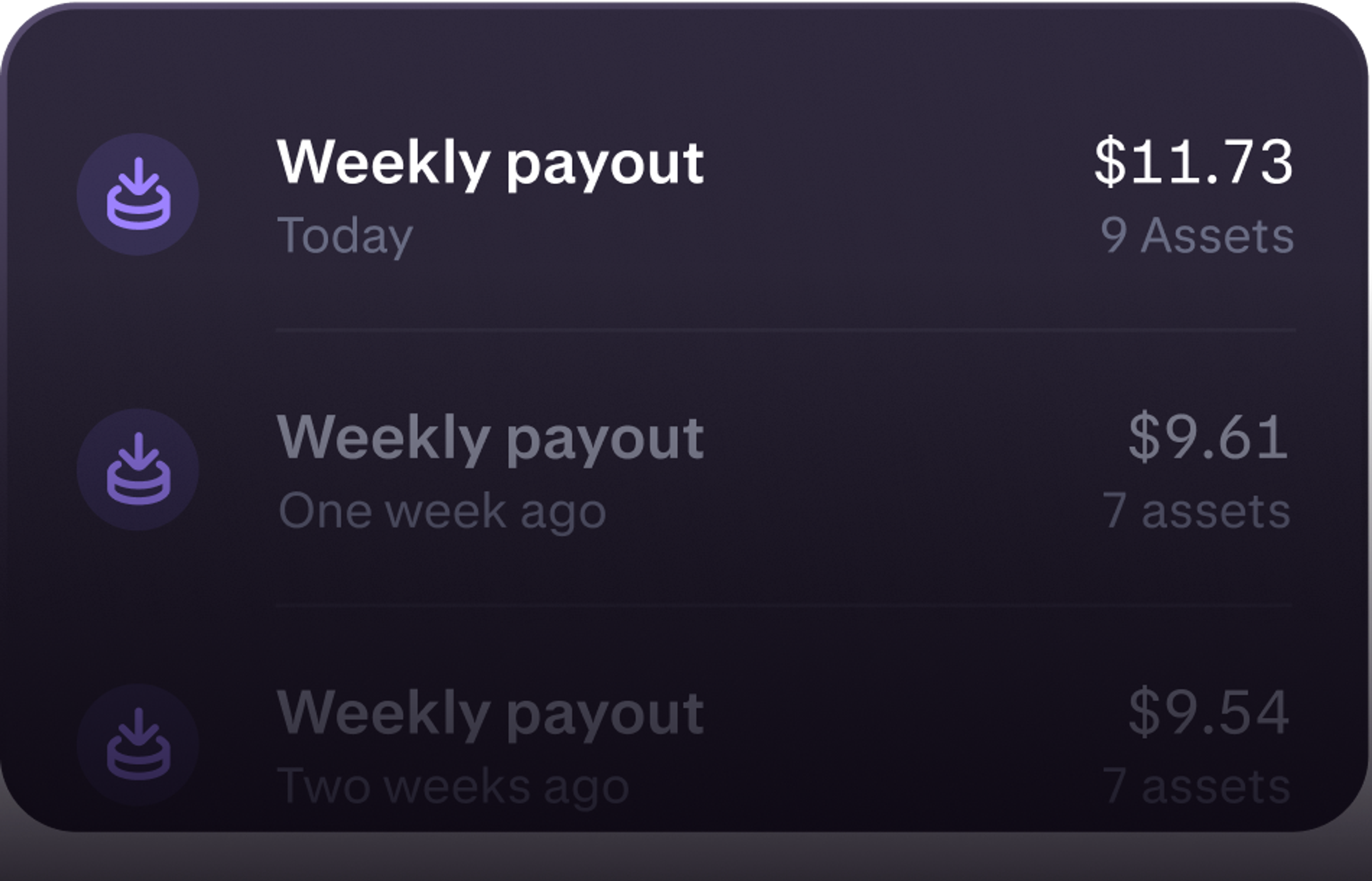 Weekly payouts