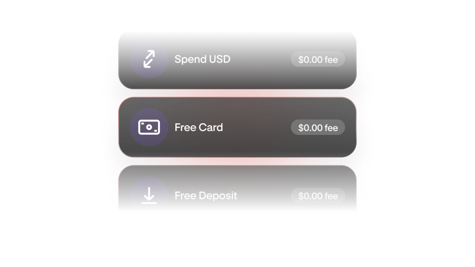 Fee summary showing $0 fees for spending, the Krak card and deposits