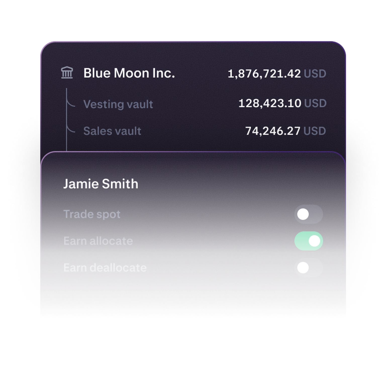 Example of vault and user settings