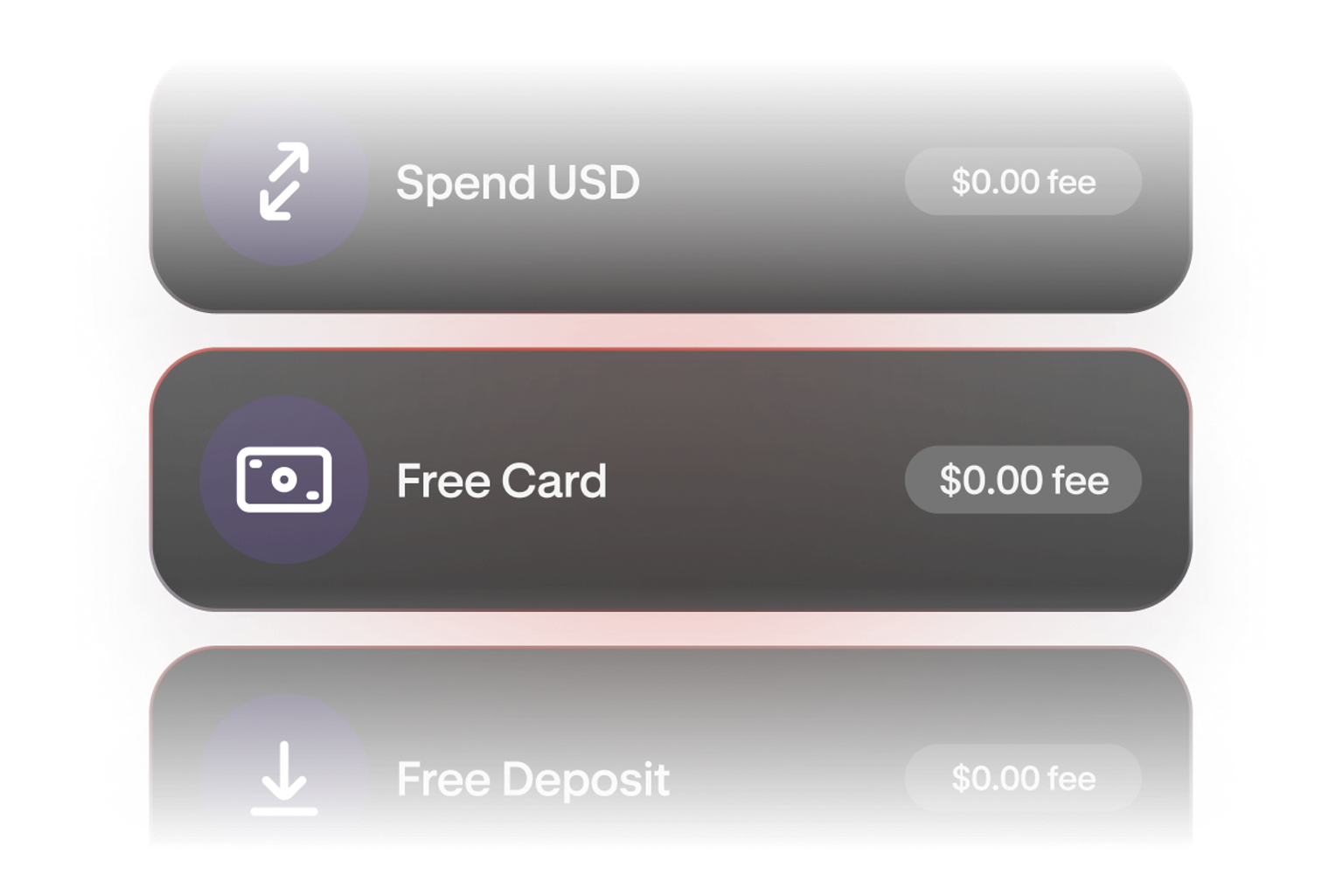 Fee summary showing $0 fees for spending, the Krak card and deposits