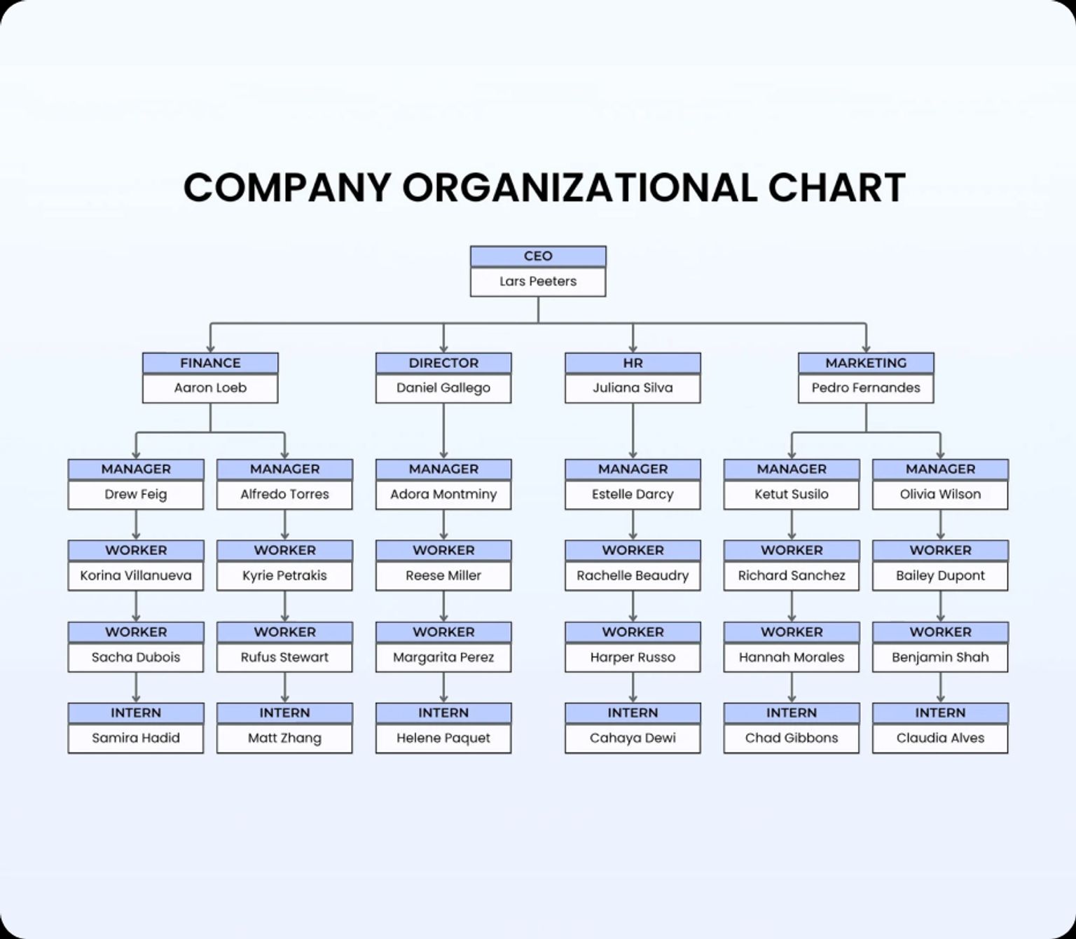 Example of an organizational chart document