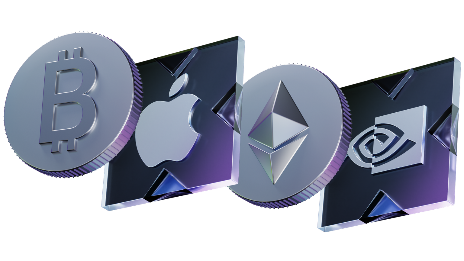 3D illustration of crypto and stocks