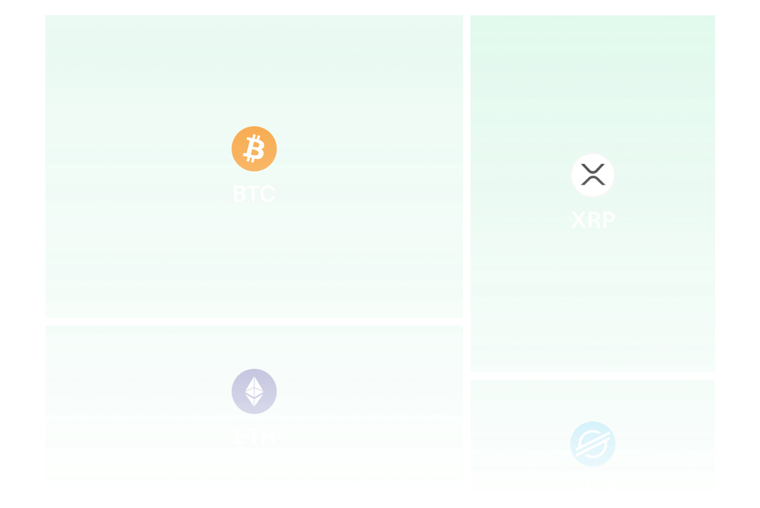 Cryptocurrency logos: BTC, XRP, ETH, XLM on dark background.