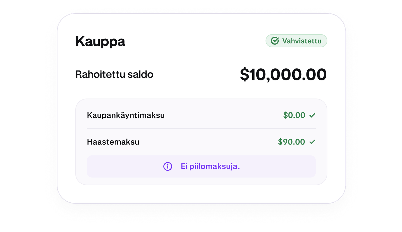 Trade summary showing no trading fees on a funded account