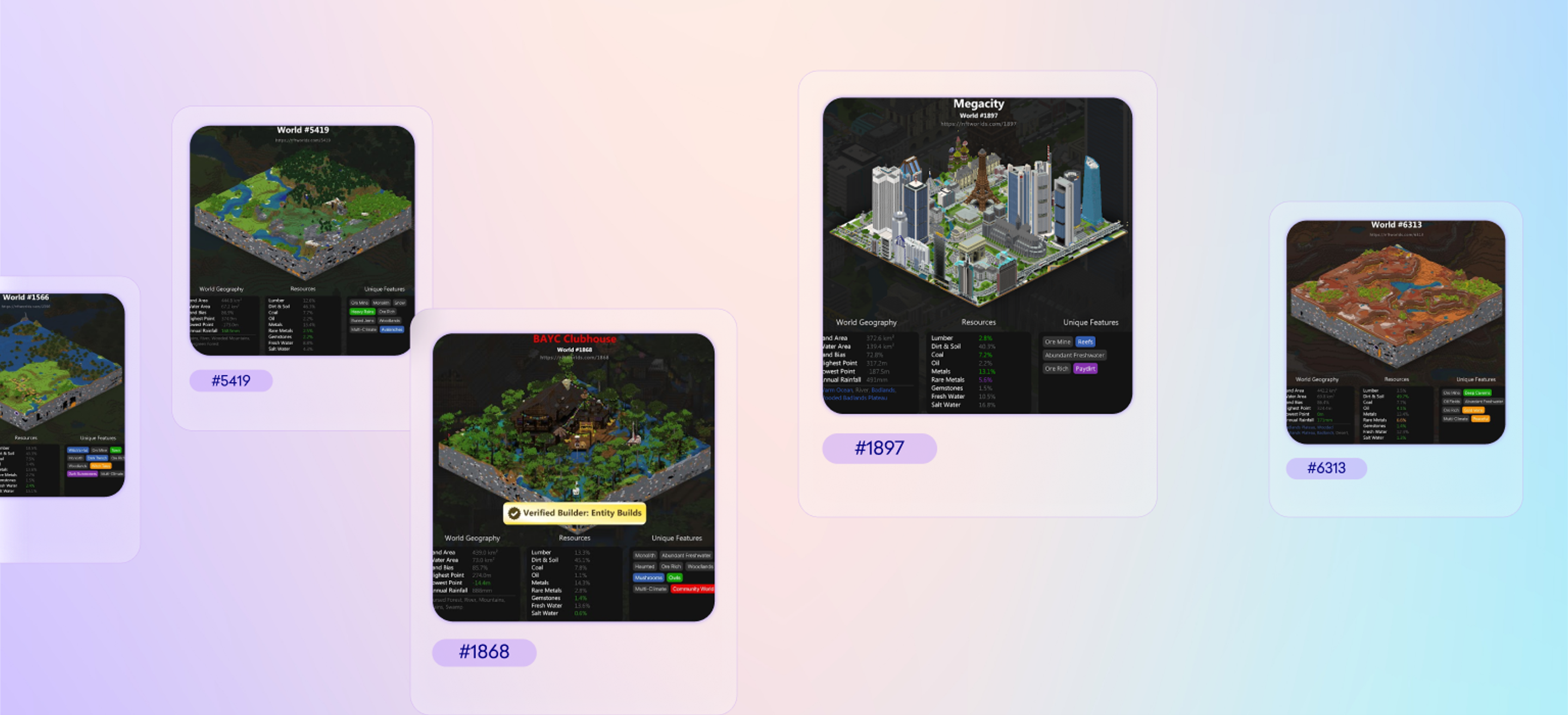 Five NFT Worlds NFTs