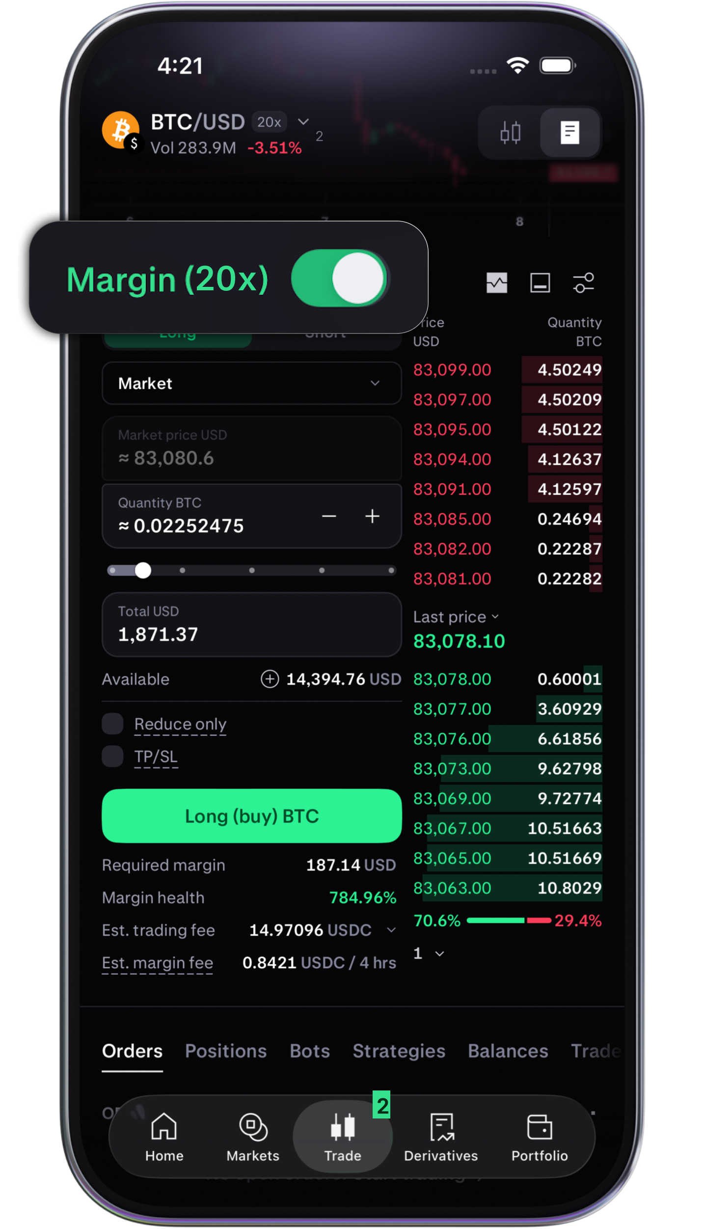 Choose your collateral in app