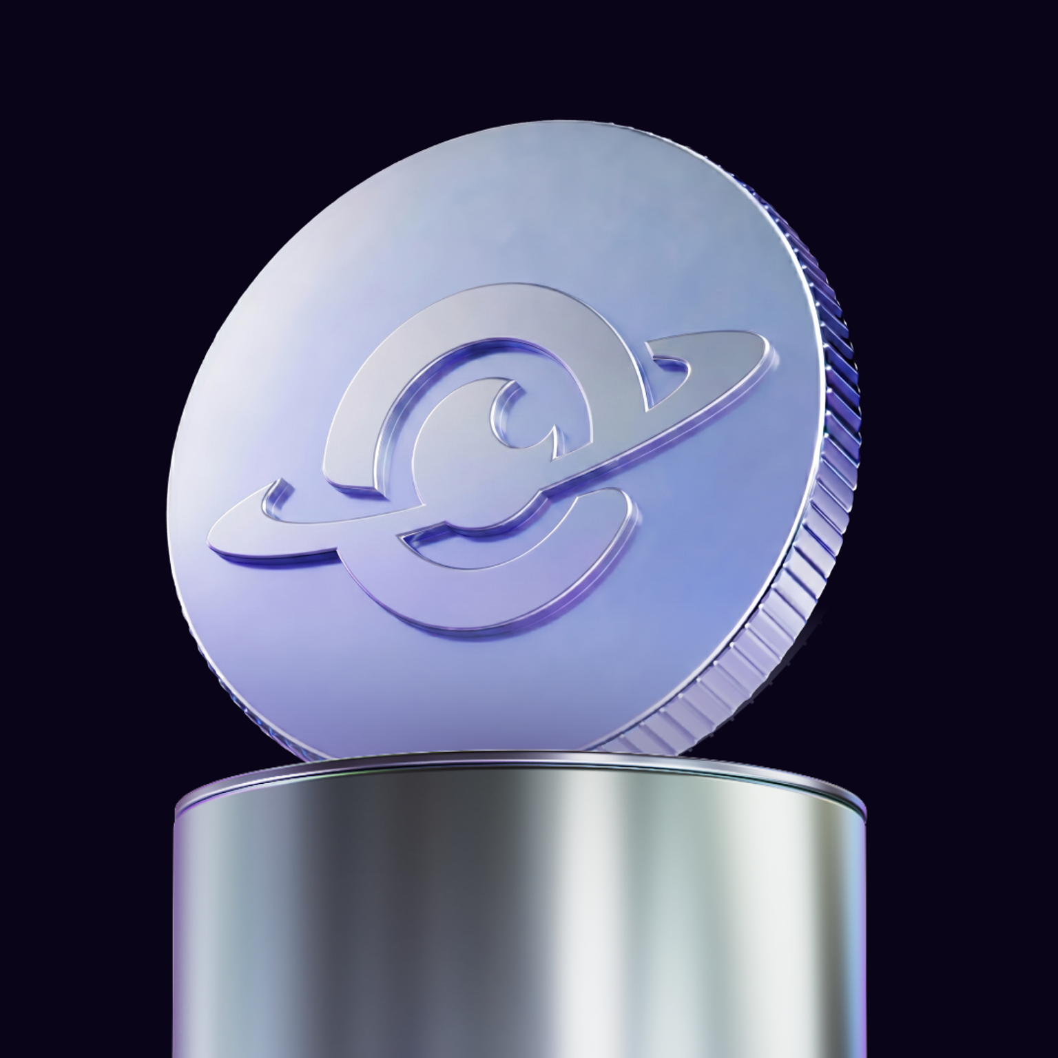 Coin on pedestal