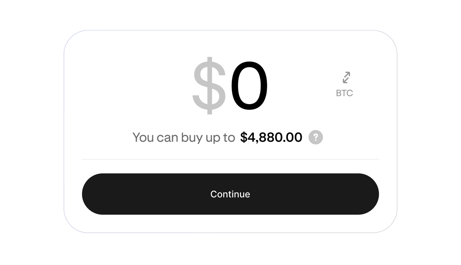 Cryptocurrency buy screen showing available buying power