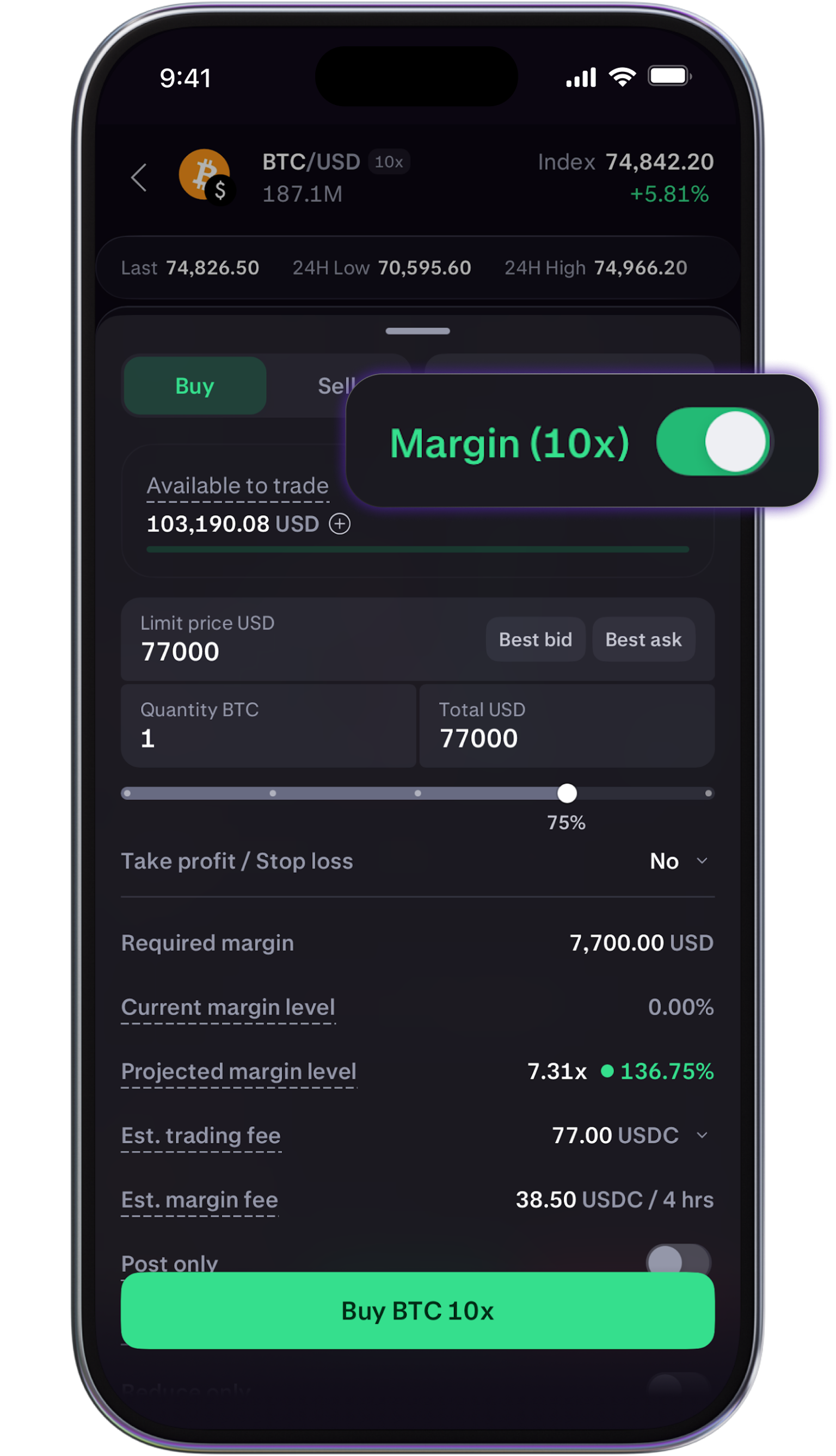 Choose your collateral in app