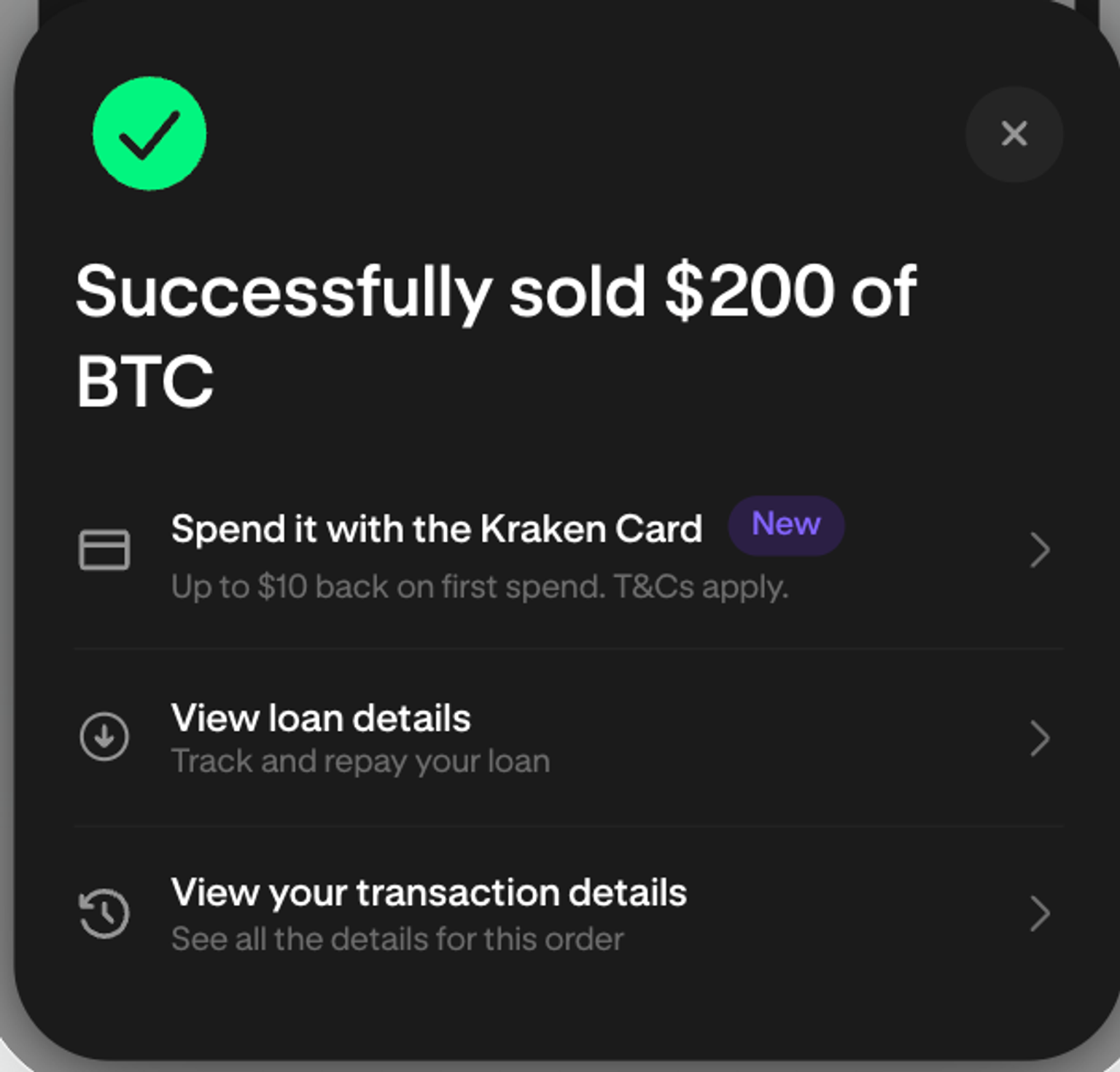 Sell confirmation