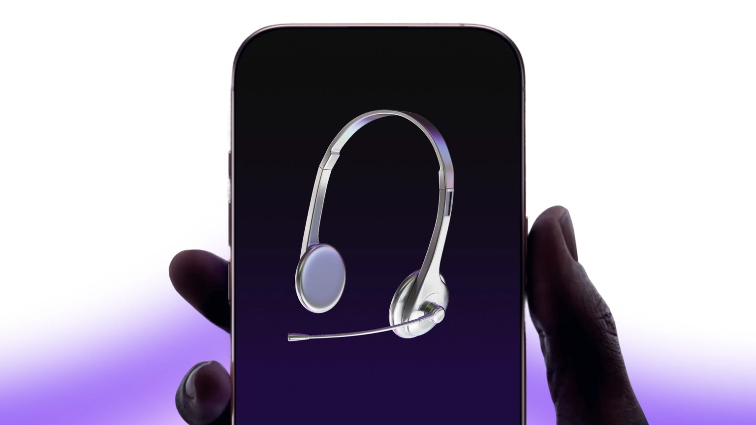 Phone in hand with customer service imagery on phone