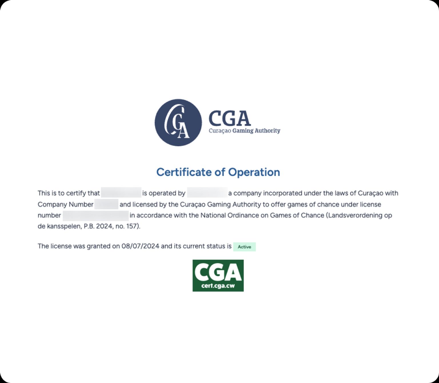 Example of an industry-specific licensing document
