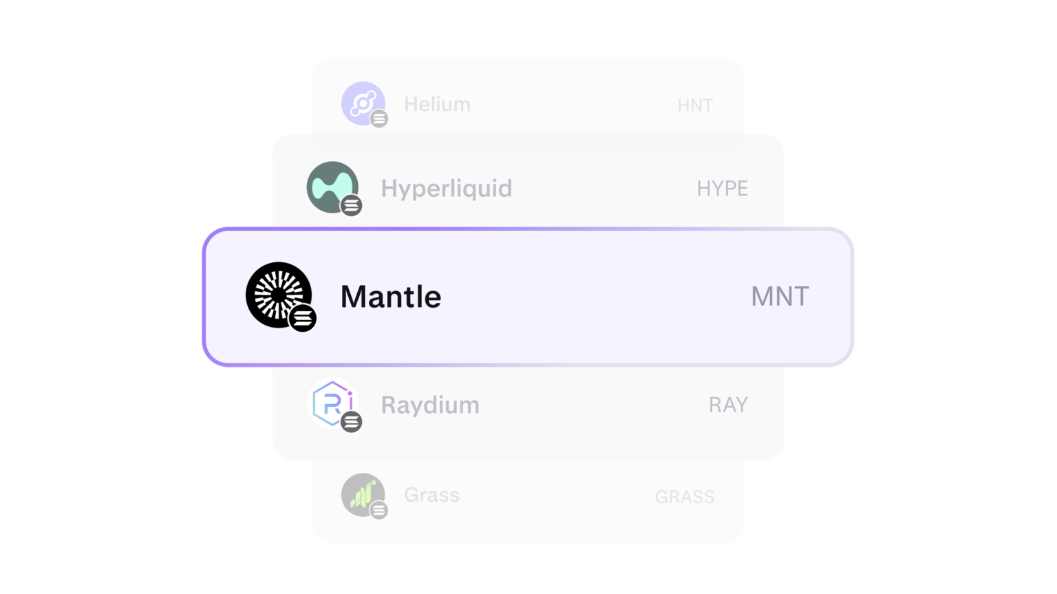 Solana token list in the Kraken app