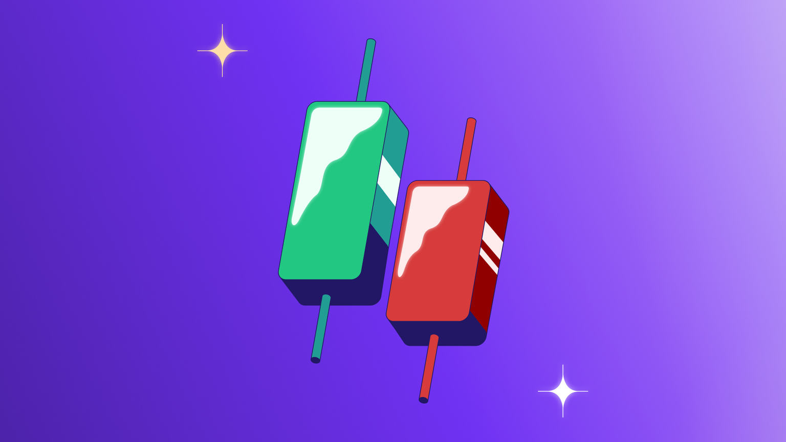 Image of a line chart and a candlestick chart