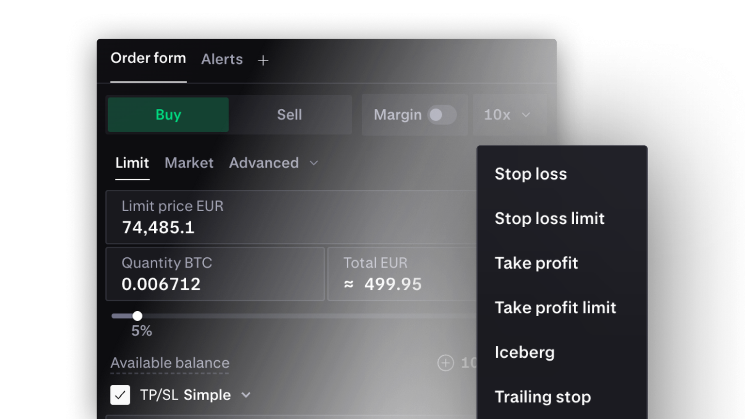 Kraken Pro spot order types